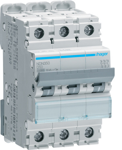 Автоматический выключатель NDN350 (3p,D,50А) Hager - фото №3