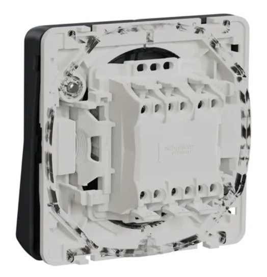 Проходной 2-клавишный переключатель Schneider Electric MUR35019 (сх.6+6) IP55 (черный) - фото №1