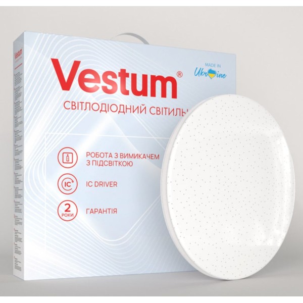 Круглый светильник Vestum SIMPLE звездное небо 36Вт 375x60мм 4000К 2900Лм - фото №1