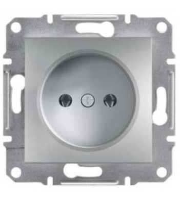 Розетка одинарная без рамки алюминий Asfora, EPH3000161
