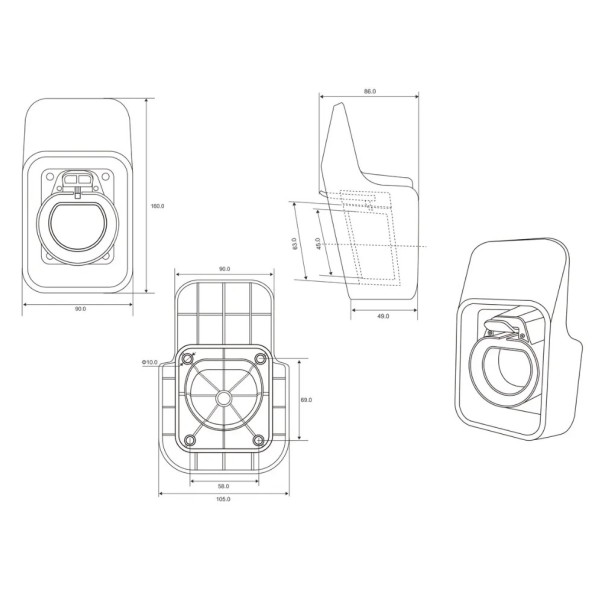 Пластиковий тримач кабелю та роз'єму Type 2 Wissenergy - фото №4