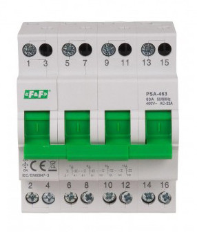 Перемикач мережа-генератор F&F PSA-463 I-0-II 63A - фото №1