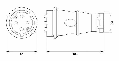 Четырехполюсная каучуковая переносная силовая вилка E.Next e.plug.rubber.060.16 16А (s9100035) - фото №1