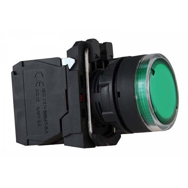 Кнопка Аско-Укрем TB5-AW33M5 з підсвічуванням зелена (A0140010173) - фото №2