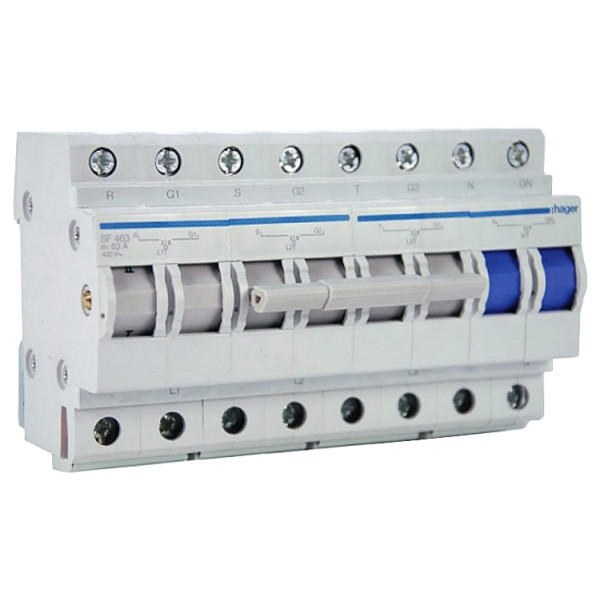 Перемикач Hager SF463 I-0-II 3+N 63А/400В 8м