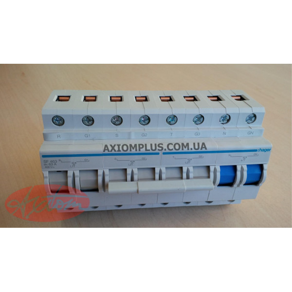 Перемикач Hager SF463 I-0-II 3+N 63А/400В 8м - фото №3