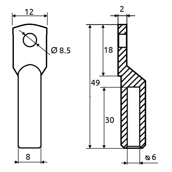 Кабельный наконечник Promfactor CL/CRG-10-8 медно-луженый - фото №1
