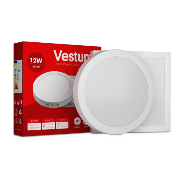 Круглый накладной светильник Vestum 1-VS-5306 12Вт 6000K - фото №1
