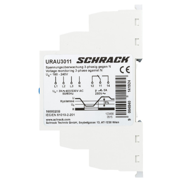 Реле контролю напруги Schrack URAU3011 1ПК з регулюванням значення напруги 5A - фото №1