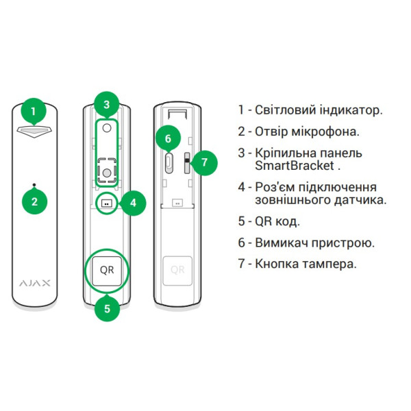 Беспроводной датчик разбития стекла Ajax 1140 GlassProtect (белый) - фото №4
