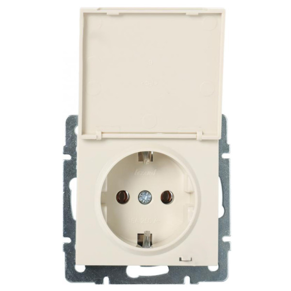Розетка Lezard Rain (703-0388-123B) с крышкой с з/к ПБТ (кремовая)