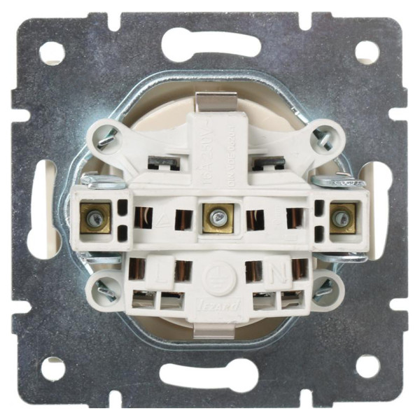 Розетка Lezard Rain (703-0388-123B) с крышкой с з/к ПБТ (кремовая) - фото №2