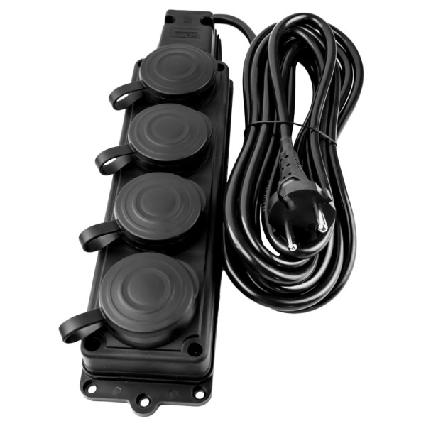 Удлинитель Violux 4р 5м без заземления черный IP44 каучук ( 934052 ) - фото №1