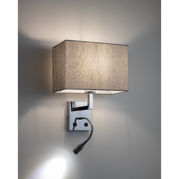 Бра, настенный светильник Nowodvorski 11793 Hotel Mood E27+LED 2x10W+2.2W 4000K IP20 серый - фото №1