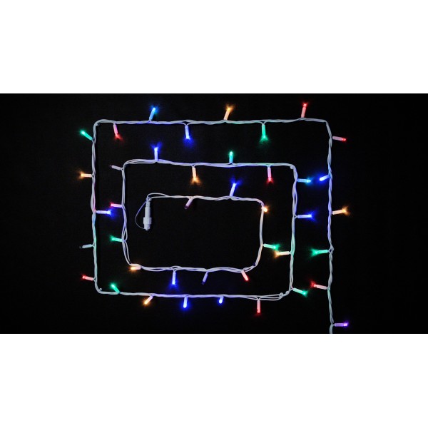 Вулична різнокольорова LED гірлянда Delux EN STRING 100LED (90012974) 10м (2х5м) 20 миготливих діодів IP44 білий шнур - фото №1