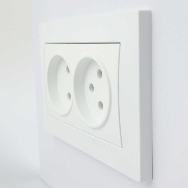 Розетка EL-BI VEGA белый мат 2-я без заземления ( 510-016200-908 / 230-908 ) - фото №2