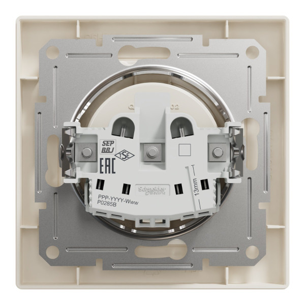 Розетка одинарная кремовая Asfora, EPH3000123 - фото №1