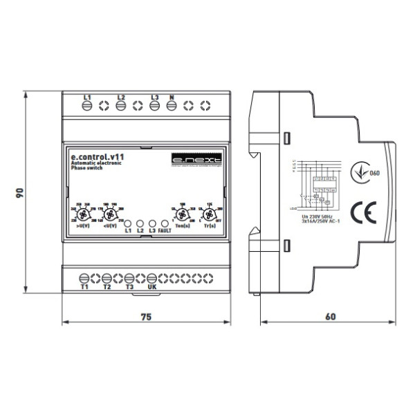 Реле вибору фаз 16А e.control.v11 - фото №1