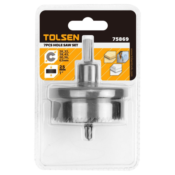 Комплект коронок по дереву Tolsen (75869) 26-63мм х25мм - фото №1