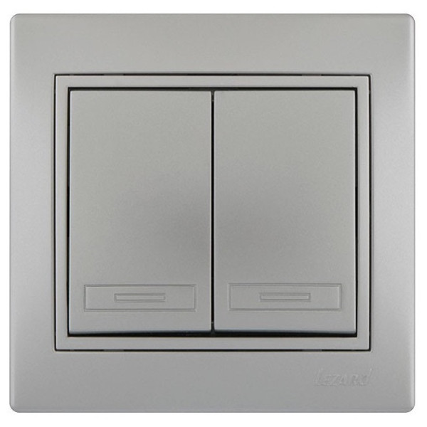 Выключатель 2-кл. серый металлик Mira, Lezard