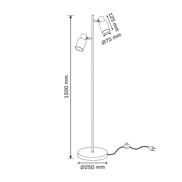 Торшер Goldlux 331557 Rebecca E14 2x8W IP20 чорний - фото №2