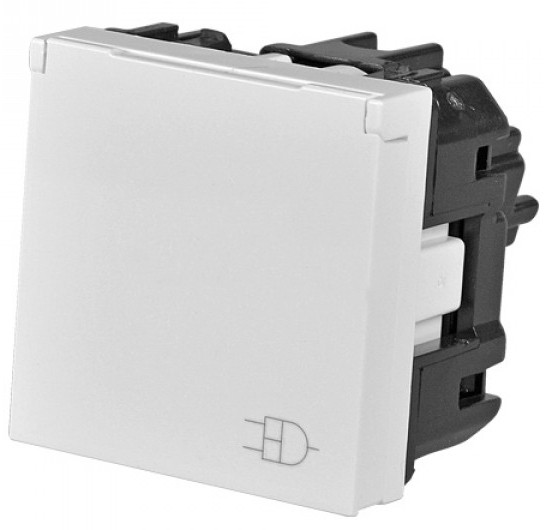 Механизм розетки ABB Zenit N2288.1 BL 2М с заземлением и крышкой (белый) - фото №1