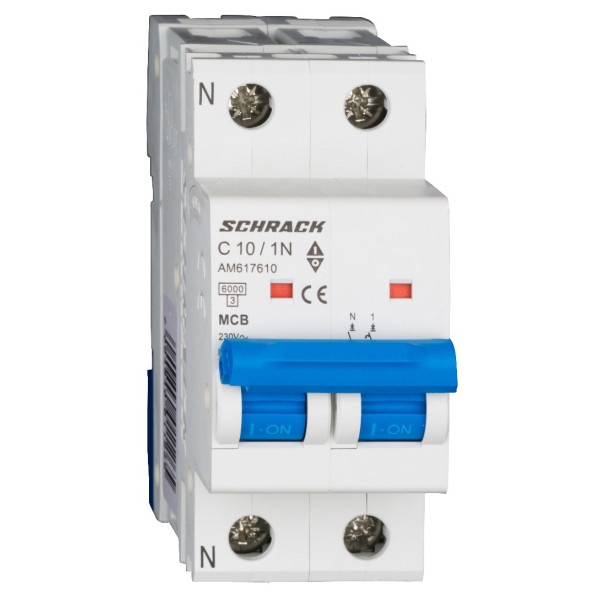 Автоматичний вимикач Schrack AM617610 6кА 10А 1P+N C