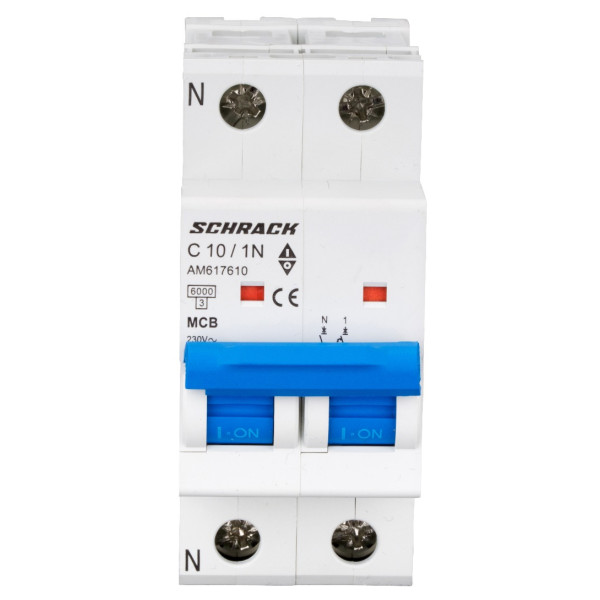 Автоматичний вимикач Schrack AM617610 6кА 10А 1P+N C - фото №1