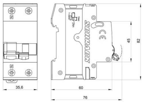 Вимикач автоматичний диференціальний Schrack АВДТ 6кА/30мА 1P+N 25A х-ка C тип A - фото №6