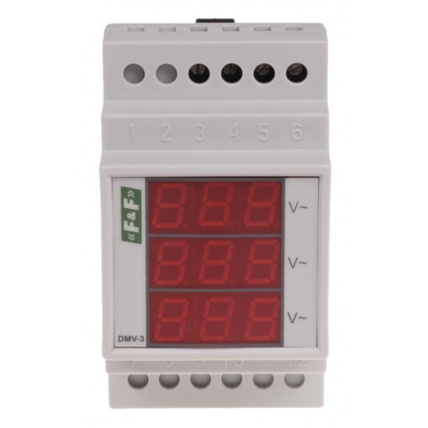 Трифазний вольтметр F&F DMV-3RMS 230В AC - фото №1