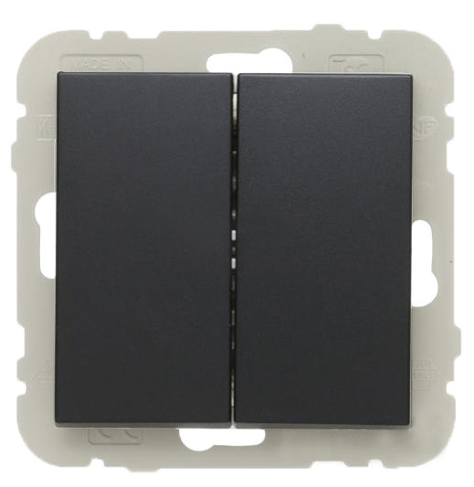 Двухклавишный выключатель Logus 21061 TPM 10АХ 250В (черный матовый)