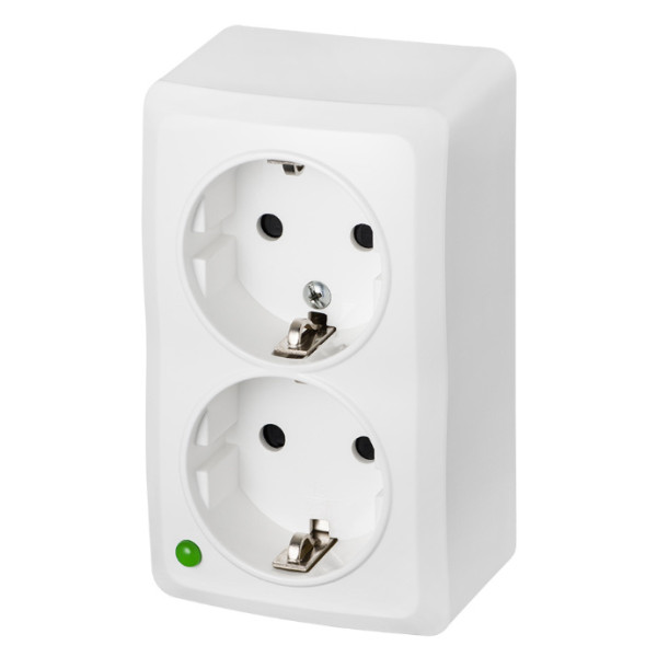Двомісна розетка Elektro-Plast Berg 3738-00 із заземленням (біла)