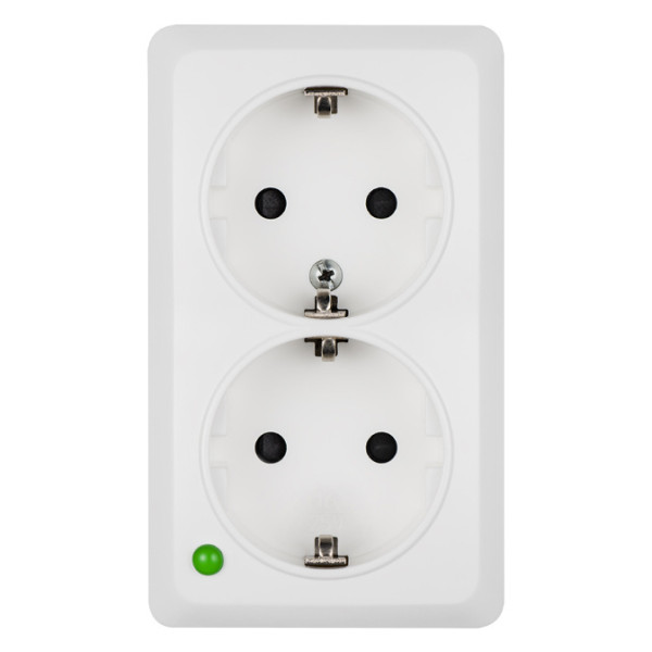 Двомісна розетка Elektro-Plast Berg 3738-00 із заземленням (біла) - фото №1