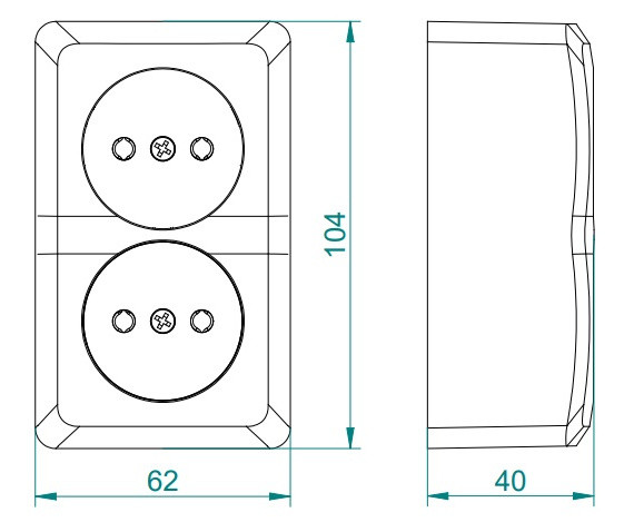 Двомісна розетка Elektro-Plast Berg 3738-00 із заземленням (біла) - фото №4