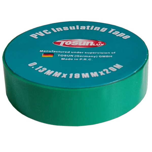 Ізоляційна стрічка TOSUNlux PVC 20м зелена (6940151079866)