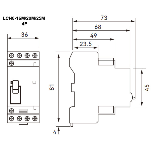 Модульный контактор с ручным управлением TOSUNlux LCH8-63M 2NO 2P 63A (6931934210934) - фото №2
