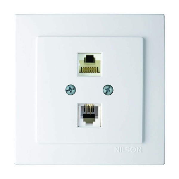 Розетка Nilson Touran біла комп'ютерна телефонна CAT6e-Cat3e ( 24111049 )