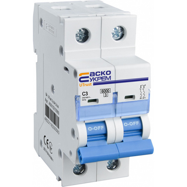 Автоматический выключатель Аско-Укрем UTrust 2р 3А С 6kА (A0010210060)