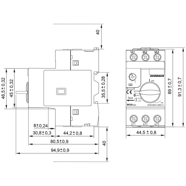Автомат захисту двигуна Schrack BE201000 6-10 А 3P - фото №9