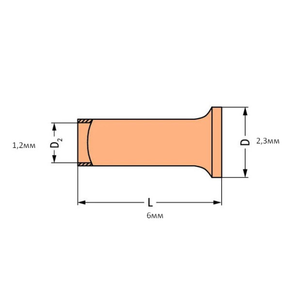 Наконечник Wago 216-122 без изоляции 0,75мм² 6,0мм - фото №1