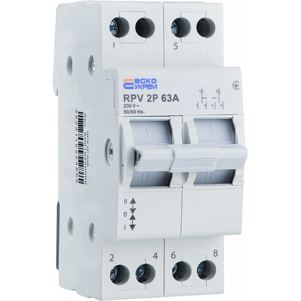 Выключатель-разъединитель Аско-Укрем (І-0-ІІ) RPV 2P 63A (A0010220006) - фото №3