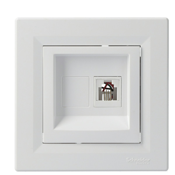 Розетка телефонная RJ11 4 контакта белая Asfora, EPH4100121