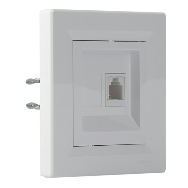 Розетка телефонная RJ11 4 контакта белая Asfora, EPH4100121 - фото №1