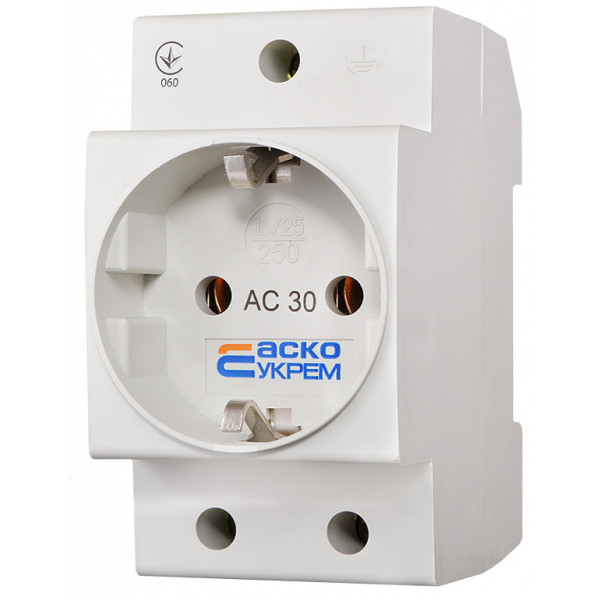 Розетка Аско-Укрем AC30 2Р+РЕ з заземленням (A0150010104)
