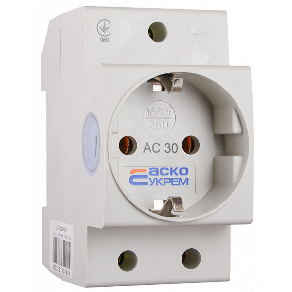 Розетка Аско-Укрем AC30 2Р+РЕ з заземленням (A0150010104) - фото №3