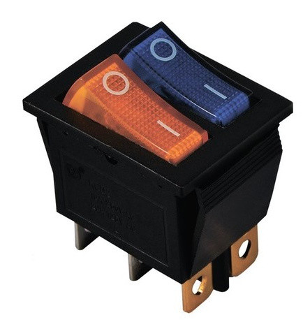 Переключатель TNSy KCD2-2101N Y+BL/B с подсветкой желтый+синий (TNSy5500815)