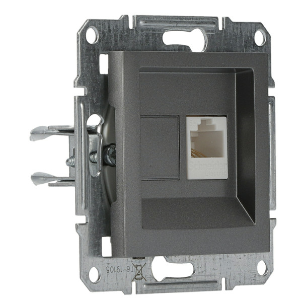 Розетка компьютерная без рамки 5.e UTP сталь Asfora, EPH4300162 - фото №1