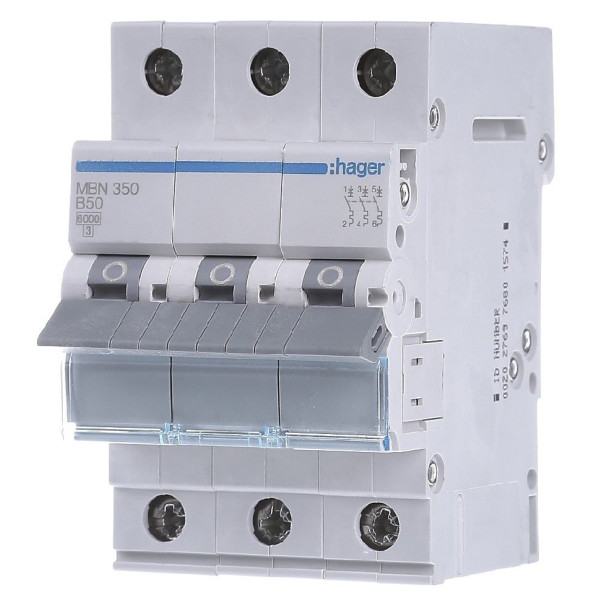 Автоматический выключатель Hager MBN350 6кА B 50A 3P