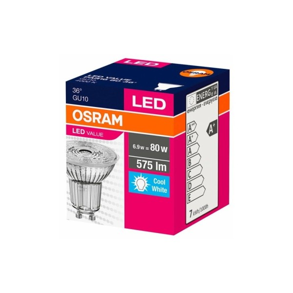 Лампочка Osram 4058075096660 Value PAR16 80 Led GU10 6.9W 4000K 575Lm IP20