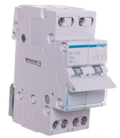 Перемикач Hager SFT225 2P 25А/230В 2м I-0-II - фото №1